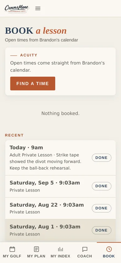 Booking a lesson in the app
